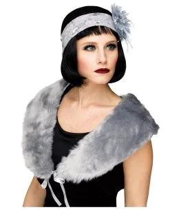 20er Jahre Flapper Stola Grau