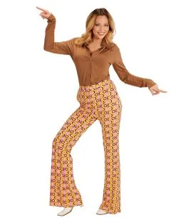 Groovy 70´s Damen-Schlaghose Discs -Outlet-Horror-Shop 70er jahre groovy damenhose discs schlaghose hippie faschingskostuem 70s hippie trousers 29424 2