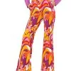 Groovy 70`s Damen-Schlaghose Orchideen 1 Groovy 70`s Damen-Schlaghose Orchideen -Outlet-Horror-Shop 70er jahre groovy damenhose orichideenwaves schlaghose hippie faschingskostuem 70s hippie trousers 29427 1