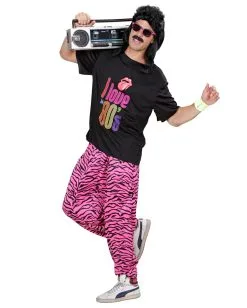80er Jahre Pink Zebra Jogging Hose -Outlet-Horror-Shop 80er jahre pink zebra jogging hose 80ies traingshose 80ies pink zebra baggy pants bad taste kostueme 36611 02