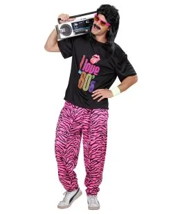 80er Jahre Pink Zebra Jogging Hose -Outlet-Horror-Shop 80er jahre pink zebra jogging hose 80ies traingshose 80ies pink zebra baggy pants bad taste kostueme 36611 04