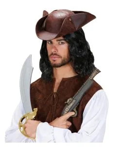 Antiker Piratenhut -Outlet-Horror-Shop antiker piratenhut im lederlook brauner piraten hut pirate hat 23243 03