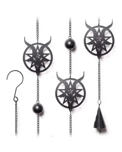 Baphomet Metall Windspiel -Outlet-Horror-Shop baphomet metall windspiel halloween und gothic haengedeko alchemy england baphomet wind chime 52746