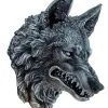 Bedrohlicher Wolf Wandbild 30cm -Outlet-Horror-Shop bedrohlicher wolf wandbild menacing grey snarling wolf wall plaque gothic deko 54577 01