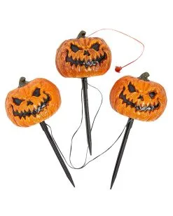 Böse Kürbis Gehweg Lichter Mit Licht Und Sound -Outlet-Horror-Shop boese kuerbis gehweg lichter jackolantern pathway markers halloween und horror deko 37579
