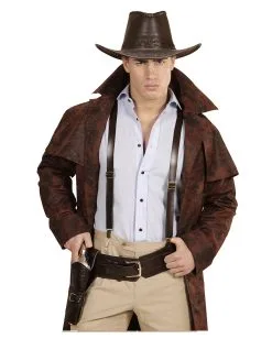 Braune Hosenträger In Lederoptik -Outlet-Horror-Shop braun hosentraeger in lederoptik vintage steampunk hosentraeger faschings kostuemzubehoer 29521 2