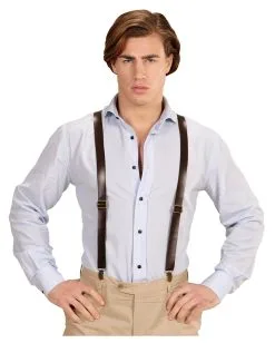 Braune Hosenträger In Lederoptik -Outlet-Horror-Shop braun hosentraeger in lederoptik vintage steampunk hosentraeger faschings kostuemzubehoer 29521 5