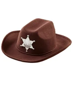 Brauner Cowboy Hut Kindergröße -Outlet-Horror-Shop brauner cowboy hut brown cowboy hat western kostuemzubehoer 38507 02