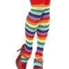 Clown Kniestrümpfe 2 Clown Kniestrümpfe -Outlet-Horror-Shop bunte clown ringelsocken gestreifte clown socken regenbogen struempfe fancy dress clown overknees 23931