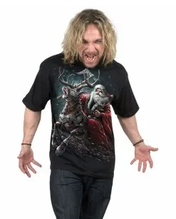 Deadly Night Sleigher T-Shirt -Outlet-Horror-Shop deadly night sleigher t shirt sleigher santa claus t shirt gothic t shirt crypt mas t shirt 54547 03