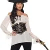 Deluxe Piratenbluse Mit Corsage 2 Deluxe Piratenbluse Mit Corsage -Outlet-Horror-Shop deluxe piratenbluse mit spitze fuer damen seeraeuber braut kostuembluse piratin kostuemzubehoer 35802