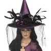 Edler Hexenhut Violett Schwarz 2 Edler Hexenhut Violett Schwarz -Outlet-Horror-Shop edler hexenhut violett schwarz eleganter hexenhut mit federn spitzhut fuer elegante hexen 24105