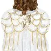 Engels Flügel Weiß/gold 1 Engels Flügel Weiß/gold -Outlet-Horror-Shop engels fluegel wei gold engelfluegel fuer karneval kostuem zubehoer fuer fasching angel wings 26564
