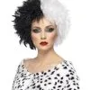 Evil Lady Perücke 1 Evil Lady Perücke -Outlet-Horror-Shop evil lady peruecke comic peruecke schwarzweisse lockenperuecke karnevals peruecke 18443 2
