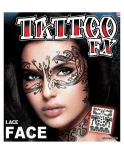 Face Tattoo Set Spitze -Outlet-Horror-Shop face tattoo spitze gesichtstattoo zum aufkleben venezianisches make up 37663 2