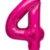 Folienballon Zahl 4 Pink -Outlet-Horror-Shop folienballon vier pink heliumballon luftballon mit nummer 4 als motiv 22755