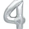 Folienballon Zahl 4 Silber