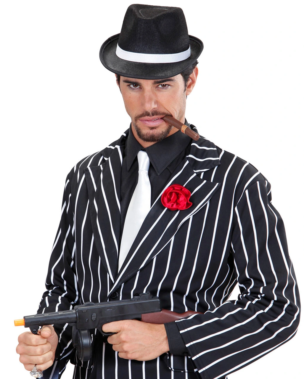 Gangster Hut Mit Weißem Hutband 5 Gangster Hut Mit Weißem Hutband – Bild 3