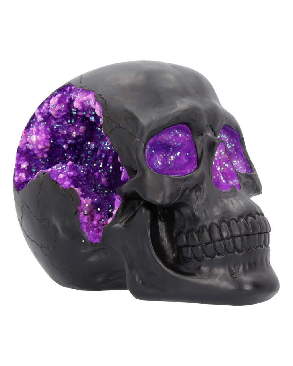 Geode Totenkopf Mit Violettem Gothic Glitzer 3 Geode Totenkopf Mit Violettem Gothic Glitzer
