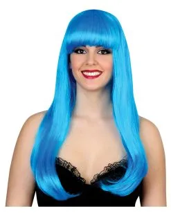 Glamour Diva Perücke Neonblau