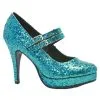 Glitter Mary Janes Pumps Blau -Outlet-Horror-Shop glitter mary janes pumps blau sexy pumps mit tuerkisblauem glitzer 25340
