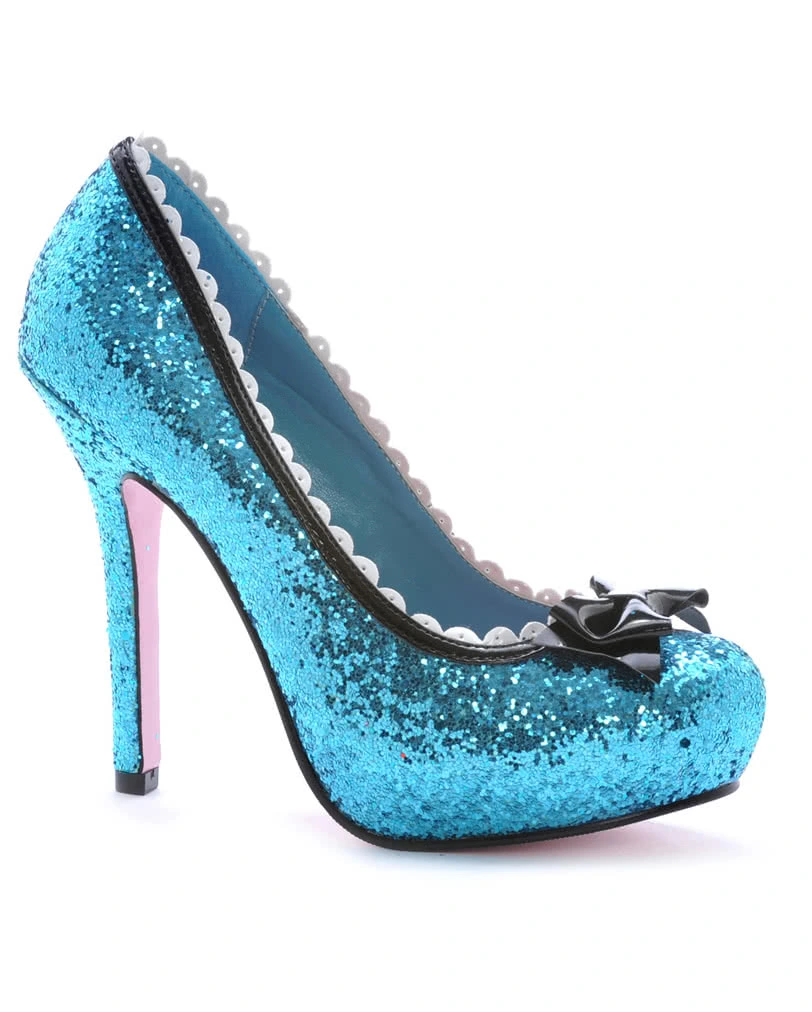 Glitter Pumps Mit Schleife Blau 3 Glitter Pumps Mit Schleife Blau