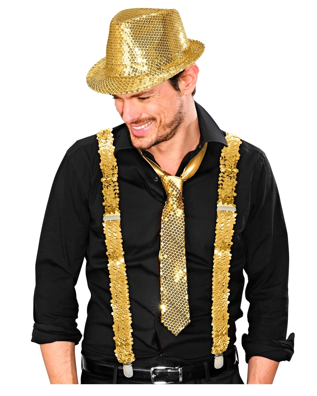 Goldene Pailletten Hosenträger 4 Goldene Pailletten Hosenträger – Bild 2