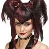 Gothic Fee Perücke Schwarz Rot -Outlet-Horror-Shop gothic fee peruecke schwarz rot gothic fashion 13394 2