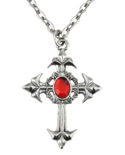 Gothic Halskette Mit Keltenkreuz Anhänger Rot 5 Gothic Halskette Mit Keltenkreuz Anhänger Rot -Outlet-Horror-Shop gothic halskette mit kreuz roter stein halskette mit kreuz 22897 2