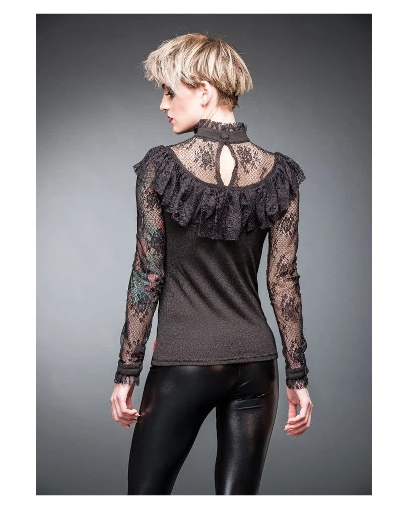 Gothic Langarmshirt Mir Rüschen & Spitze 4 Gothic Langarmshirt Mir Rüschen & Spitze – Bild 2