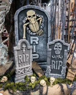 Grabstein Mit Heraus Greifendem Skelett 55cm -Outlet-Horror-Shop grabstein mit herausgreifendem skelett halloween grabsteine halloween deko halloween tombstone decoration prop 52569 2