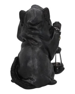 Grim Reaper Kätzchen Mit Laterne 18,5cm -Outlet-Horror-Shop grim reaper kaetzchen mit laterne sensenmann katze mit laterne halloween tischdekoration 54622 03