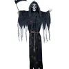 Grim Reaper Mit Sense & LED Augen 120cm -Outlet-Horror-Shop grim reaper mit sense und led augen grim reaper with scythe and led eyes halloween deko 54849 01