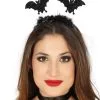 Haarreif Mit Glitter-Fledermäusen -Outlet-Horror-Shop haarreif mit glitter fledermaeusen halloween fledermaus kopfschmuck 24773 02