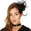 Haarspange Mit Schwarzer Rose Und Federn -Outlet-Horror-Shop haarspange mit schwarzer rose und federn hairclip with black rose and feathers 39097