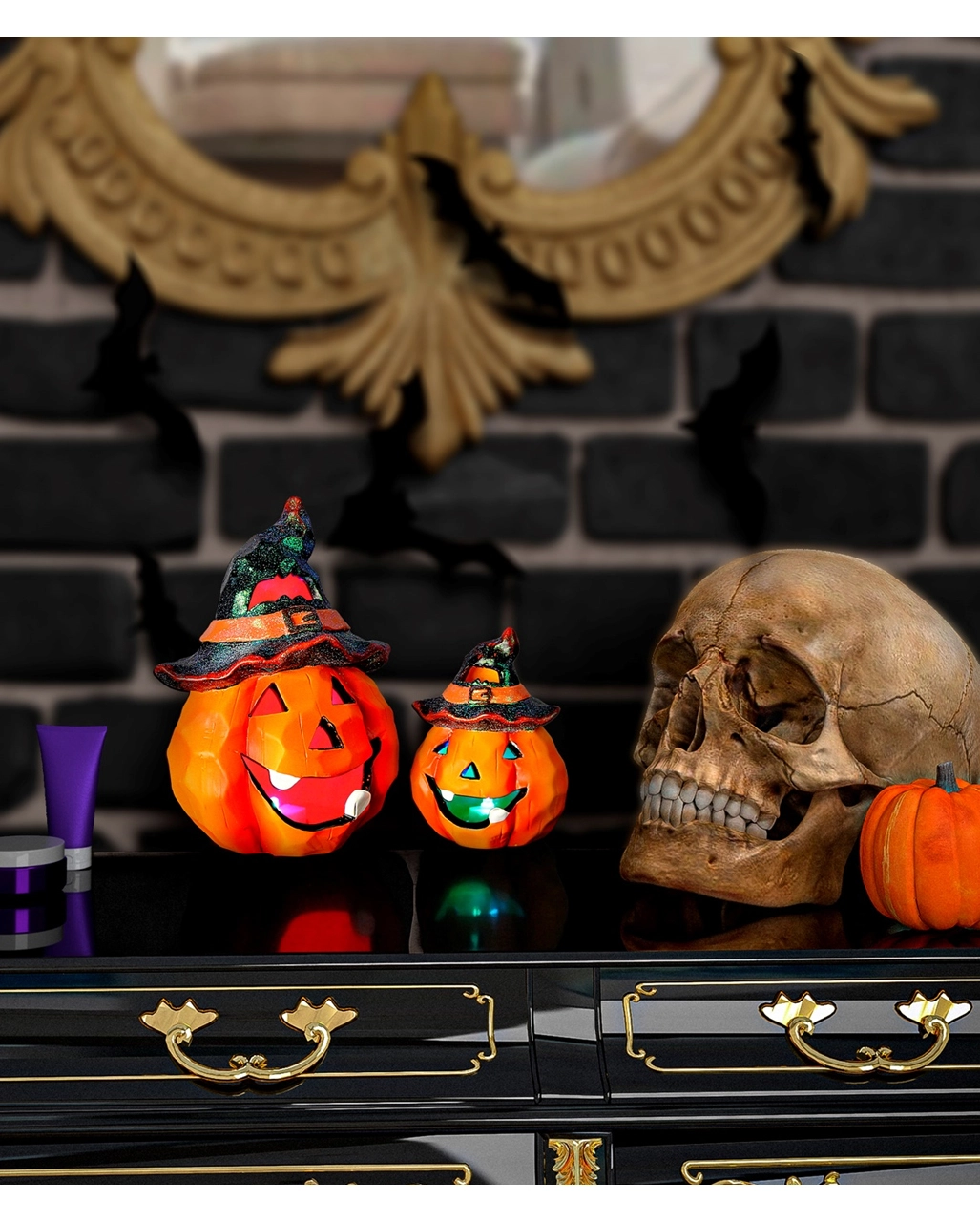 Halloween Keramik Kürbis Mit LED 12x9cm 4 Halloween Keramik Kürbis Mit LED 12x9cm – Bild 2