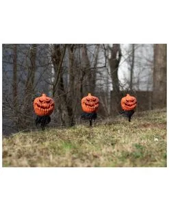 Halloween Kürbis Mit Erdspieß 3er-Set -Outlet-Horror-Shop halloween kuerbis erdspiess 3er set halloween und horror aussendeko halloween pumpkin led decoration 53954 3
