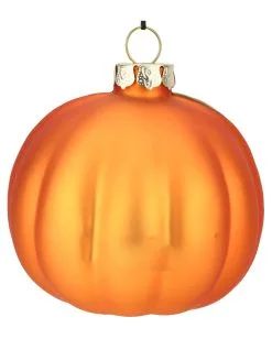 Halloween Kürbis Glas Weihnachtskugel Ø7,6cm -Outlet-Horror-Shop halloween kuerbis glas weihnachtskugel halloween und horror weihnachtsdeko jack o lantern pumpkin hanging ornament 54760 2