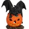 Halloween Kürbis Mit Drachen Räucherkegelhalter -Outlet-Horror-Shop halloween kuerbis mit drachen raeucherkegelhalter halloween kuerbis teelichthalter trick or treat dragon cone burner 51679 01