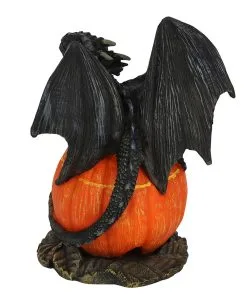 Halloween Kürbis Mit Drachen Räucherkegelhalter -Outlet-Horror-Shop halloween kuerbis mit drachen raeucherkegelhalter halloween kuerbis teelichthalter trick or treat dragon cone burner 51679 02
