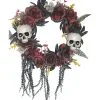 Halloween Türkranz Mit Verblühten Rosen & Totenköpfe -Outlet-Horror-Shop halloween tuerkranz mit verbluehten blumen und totenkoepfen halloween wreath with dried flowers and skulls 39610 01
