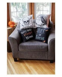 Happy Halloween Skull Kissenhülle 45x45cm -Outlet-Horror-Shop happy halloween skull kissenhuelle 45x45cm happy halloween skull pillow case halloween wohnaccessoire 54203 3