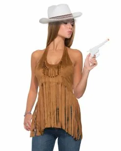 Hippie & Western Oberteil Mit Fransen -Outlet-Horror-Shop hippie und western oberteil mit fransen hippie and western top with fringes 38887 01