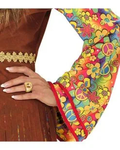 Hippie Ring Peace & Love -Outlet-Horror-Shop hippie ring peace and love hippie schmuck hippie kostuemzubehoer 22896 03