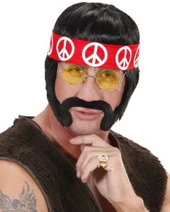 Hippie Ring Peace & Love -Outlet-Horror-Shop hippie ring peace and love hippie schmuck hippie kostuemzubehoer bild01 22896