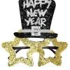 Happy New Year Brille Golden 1 Happy New Year Brille Golden -Outlet-Horror-Shop horrorshop com happy new year brille silvester brille silvester geschenk silvester party accessoire partybrille 26971 01