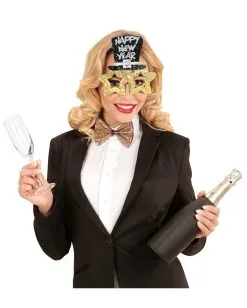 Happy New Year Brille Golden -Outlet-Horror-Shop horrorshop com happy new year brille silvester brille silvester geschenk silvester party accessoire partybrille 26971 04