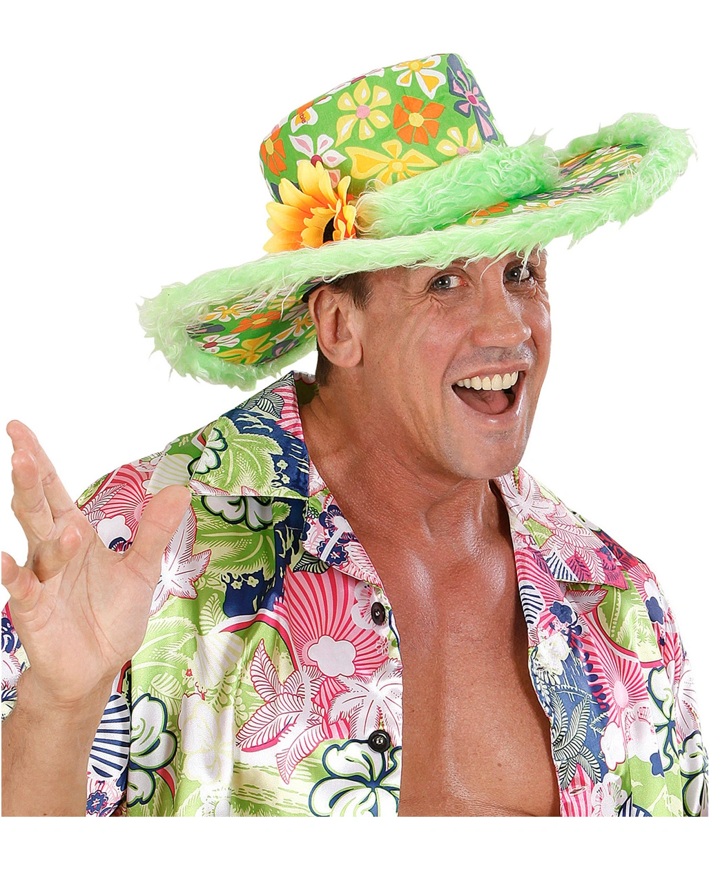 Ibiza Hut Mit Plüsch Grün 5 Ibiza Hut Mit Plüsch Grün – Bild 3