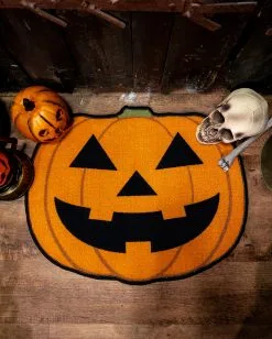 Jack O'Lantern Kürbis Teppich -Outlet-Horror-Shop jack olantern kuerbis teppich und fussvorleger horrorshopcom kuerbis teppich halloween und gothic wohnungsdeko 51584 2