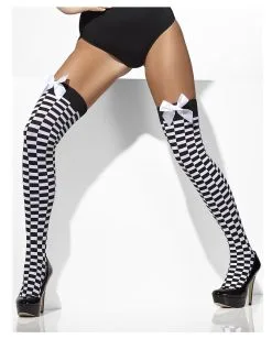 Overknees Kariert Mit Schleife